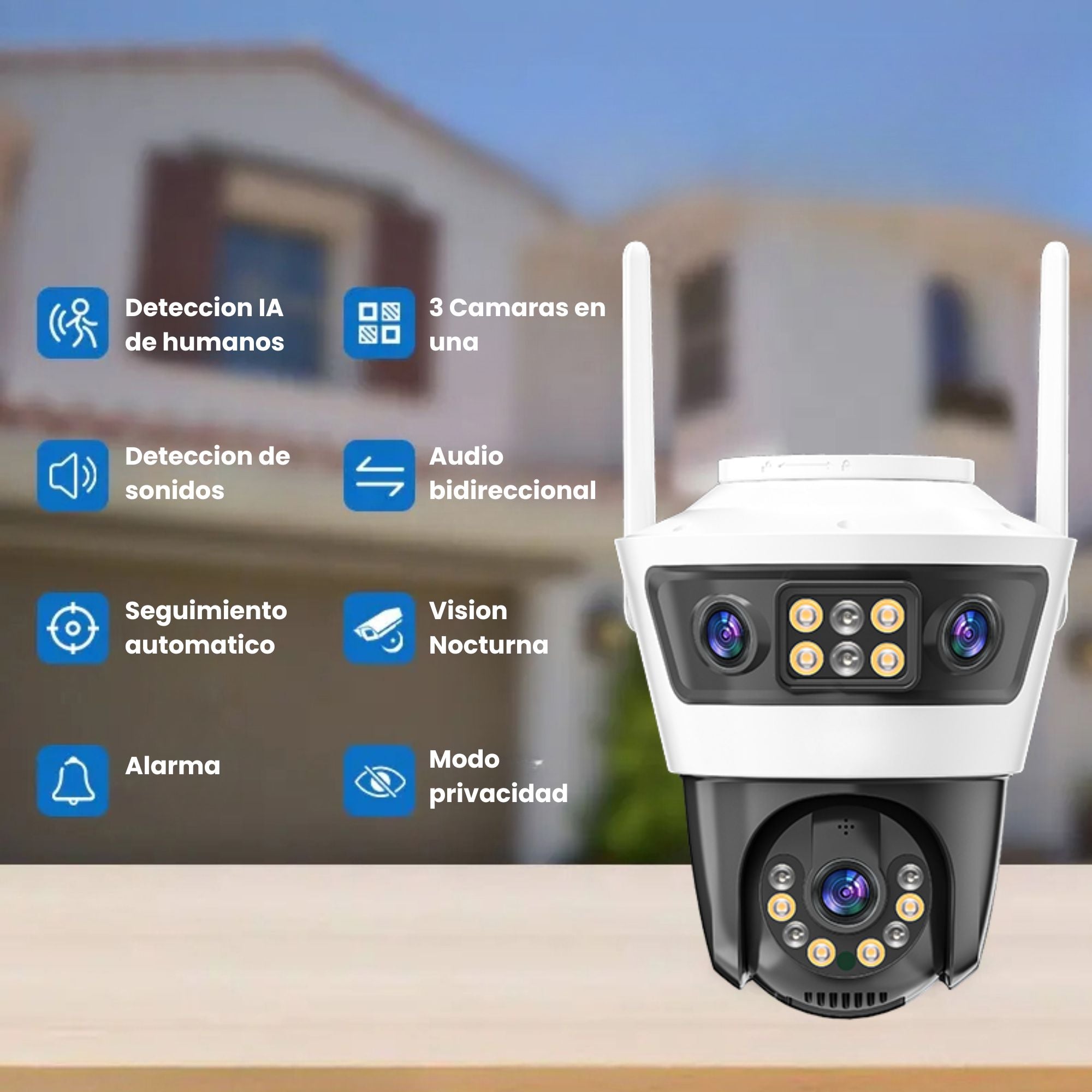 Cámara de Seguridad Exterior Jortan 6 WiFi Doble Lente con Seguimiento Inteligente e IA