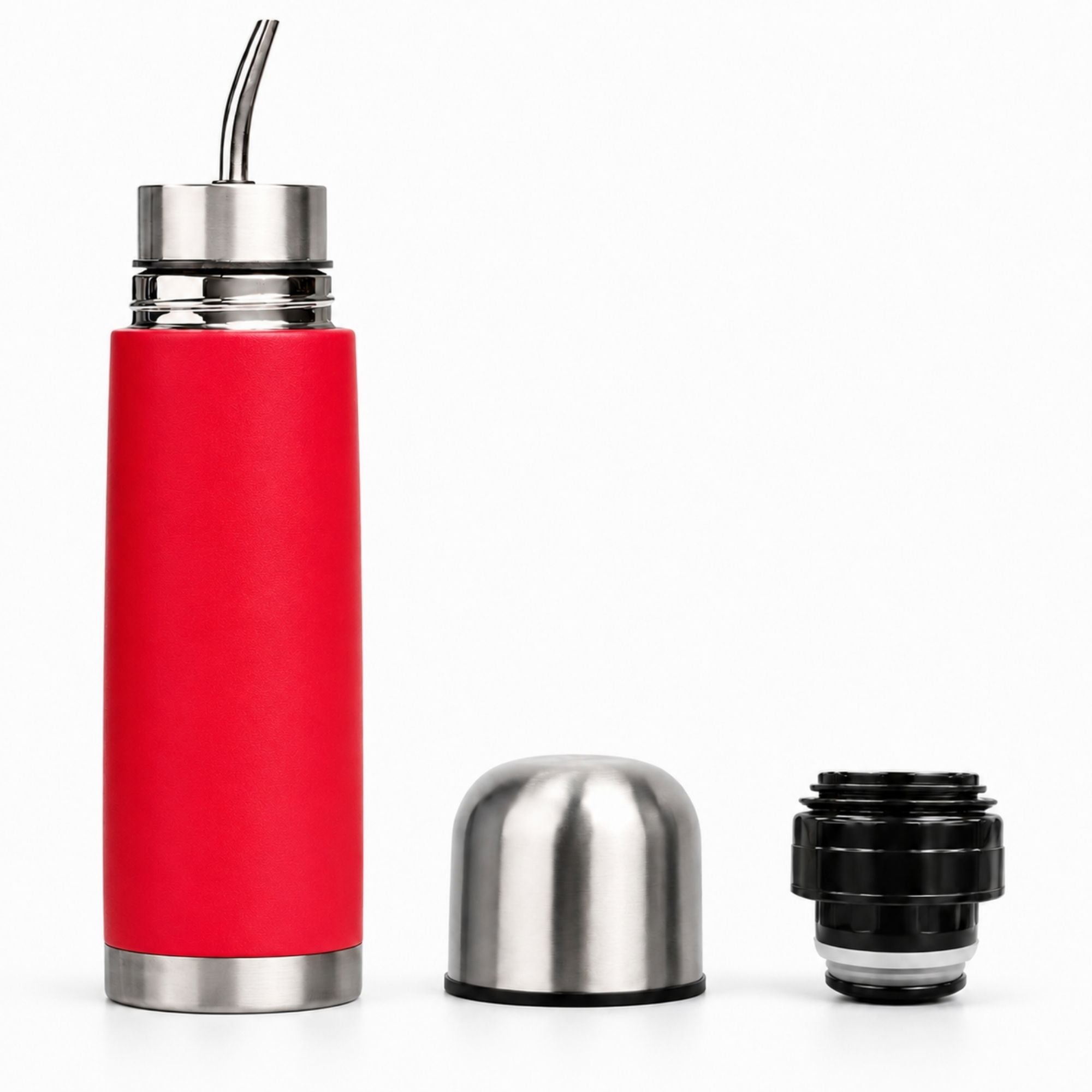 Termo mate autocebante 2 en 1 Tawo 750 ml de acero inoxidable Rojo
