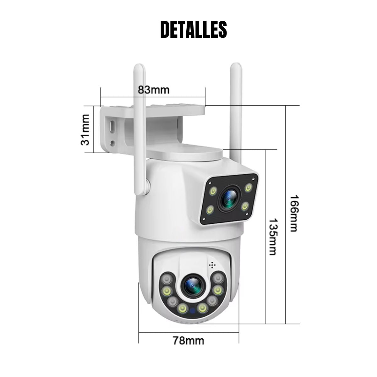 Cámara de Seguridad Exterior JORTAN 4MP con Doble Lente y Visión Nocturna