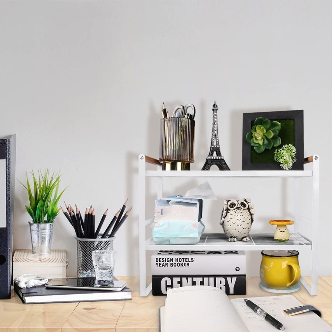Repisa Organizadora Estilo Nórdico de 2 Niveles Blanca 34 cm
