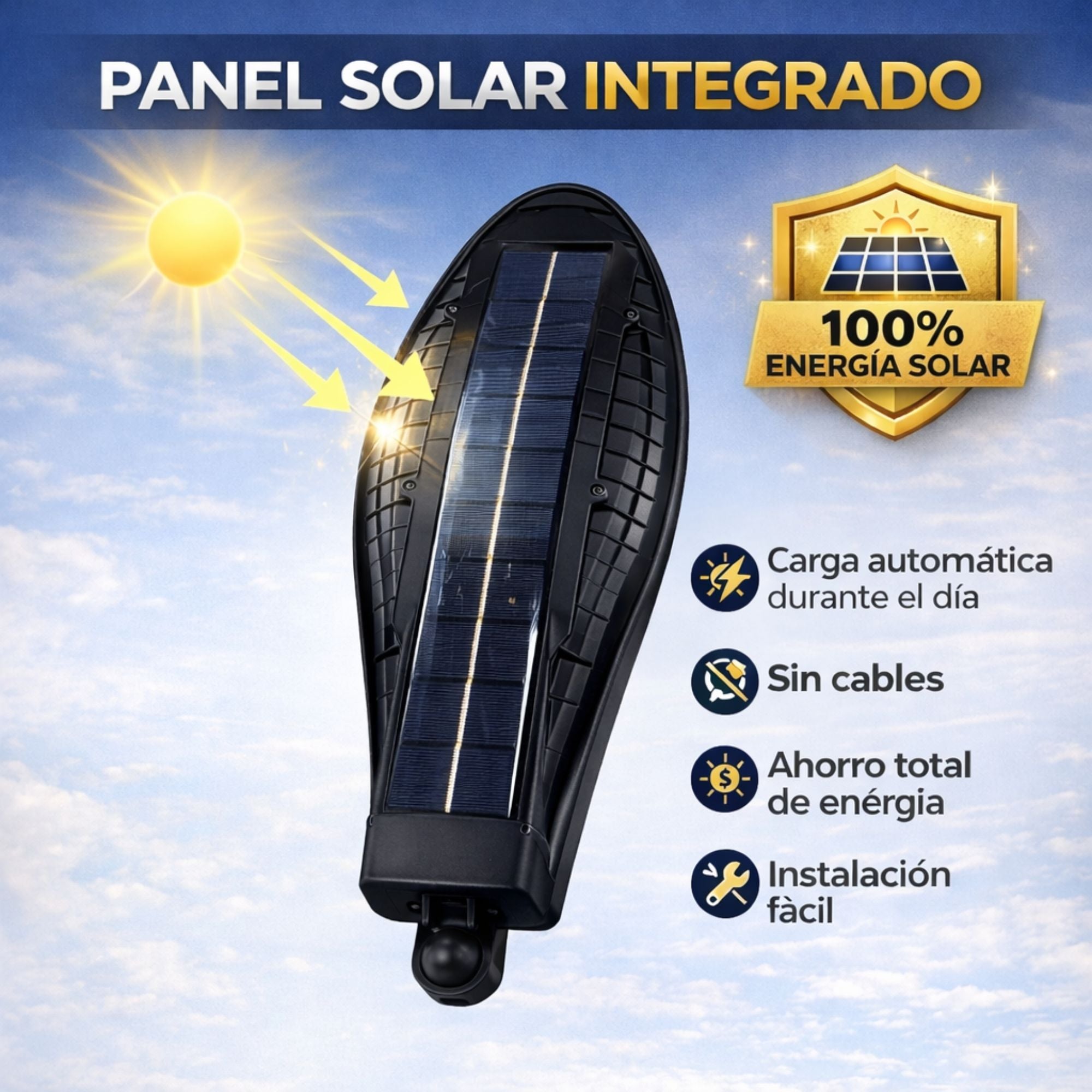 Foco Solar LED Cobra JORTAN 400W con Sensor de Movimiento IP66