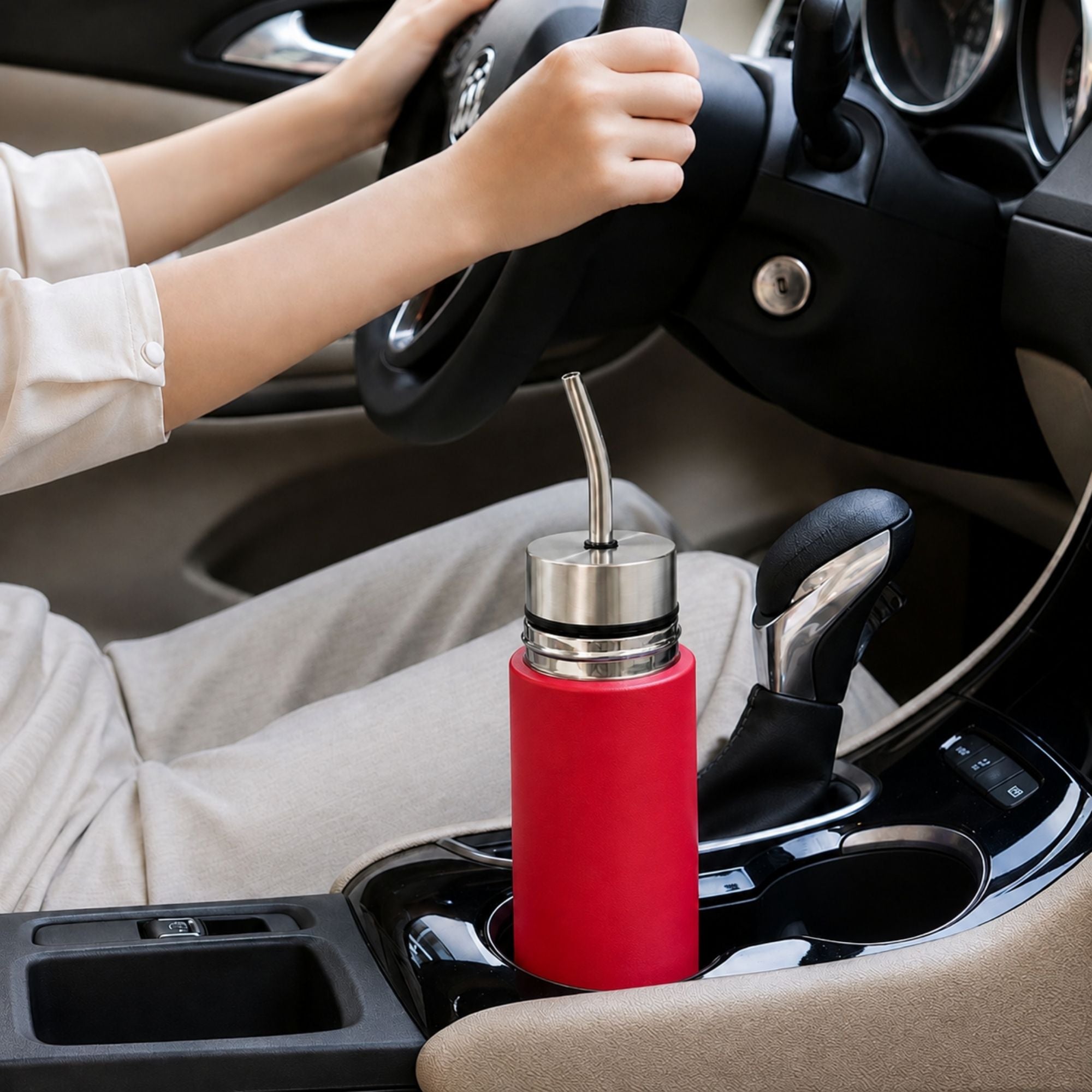 Termo mate autocebante 2 en 1 Tawo 750 ml de acero inoxidable Rojo