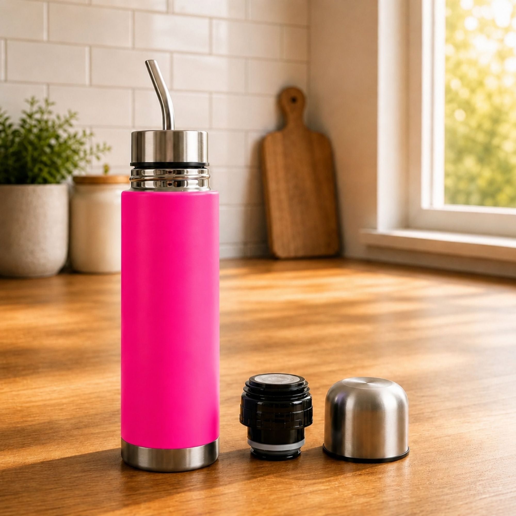 Doble pared de acero inoxidable termo mate autocebante Tawo Fucsia