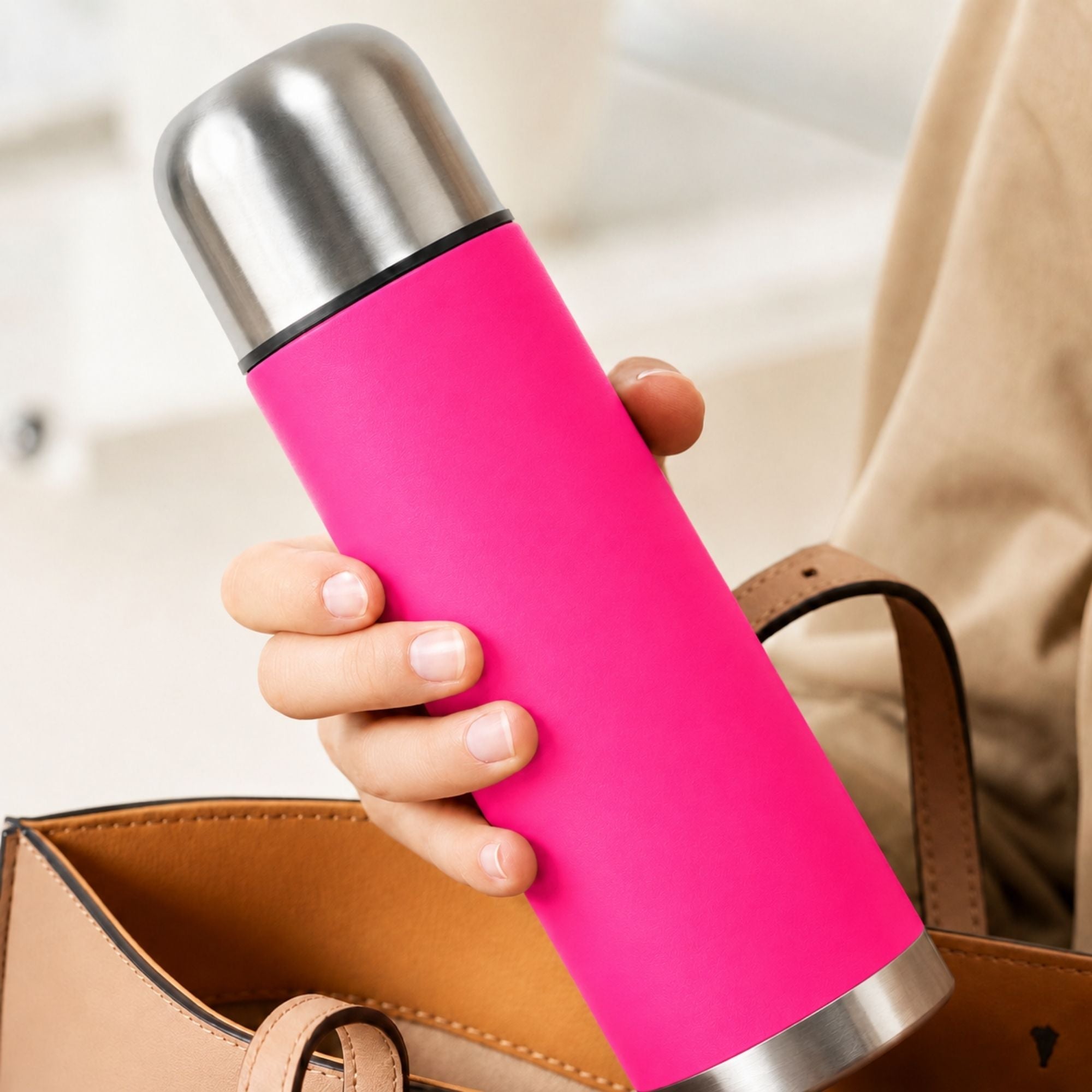 Termo mate autocebante 2 en 1 Tawo 750 ml de acero inoxidable Fucsia