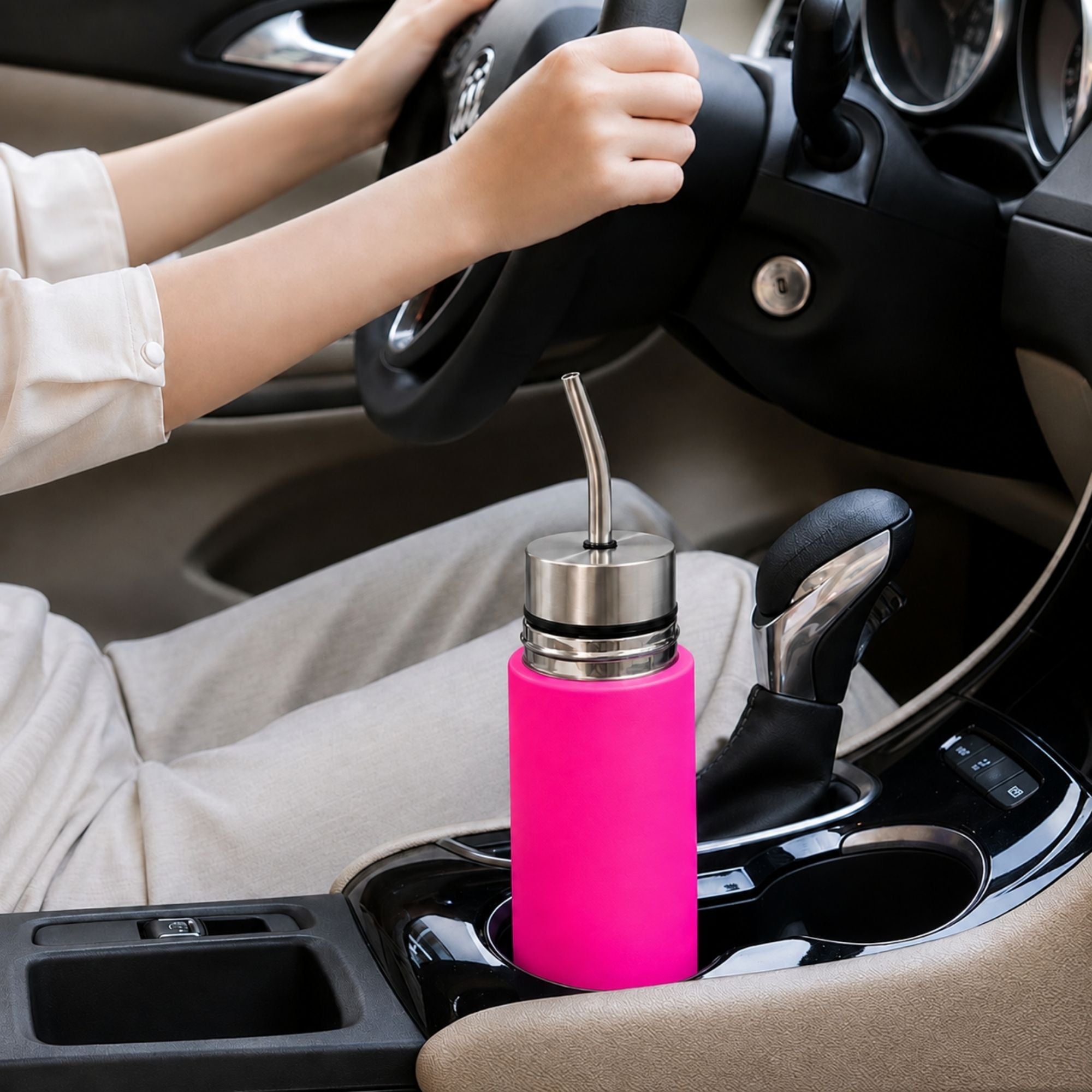 Termo mate autocebante 2 en 1 Tawo 750 ml de acero inoxidable Fucsia