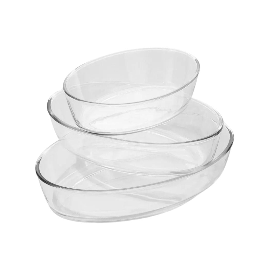 Set 3 Fuente Asadera Vidrio Refractario Para Horno Ovaladas