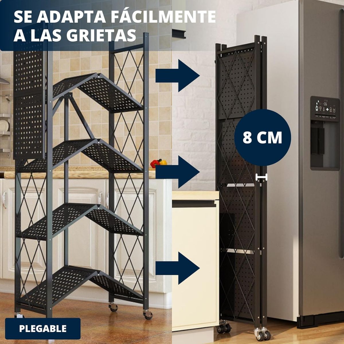 Repisa Estante 5 Niveles Metalico Plegable Estanteria 90kg Negro