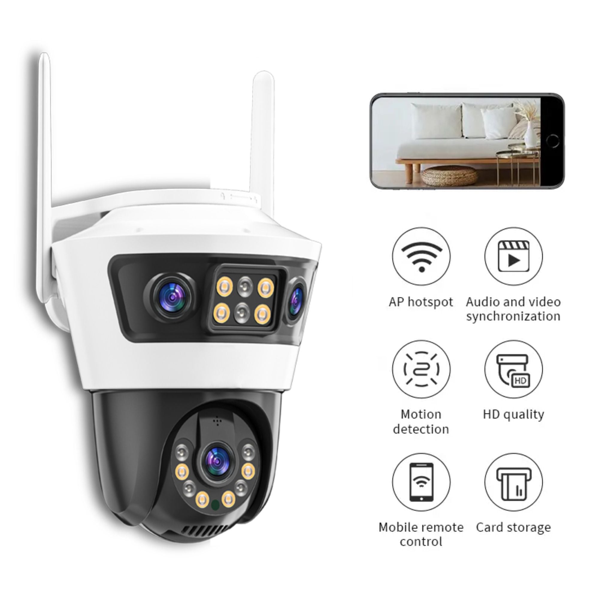 Cámara de Seguridad Exterior Jortan 6 WiFi Doble Lente con Seguimiento Inteligente e IA