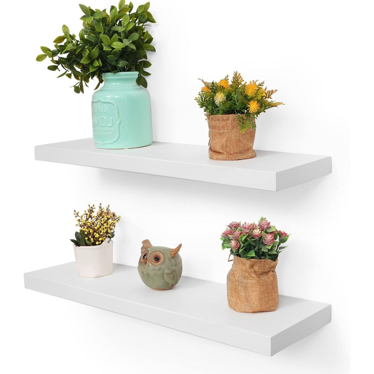 Pack 2 Repisas Flotantes Blancas Estilo Minimalista 40 cm