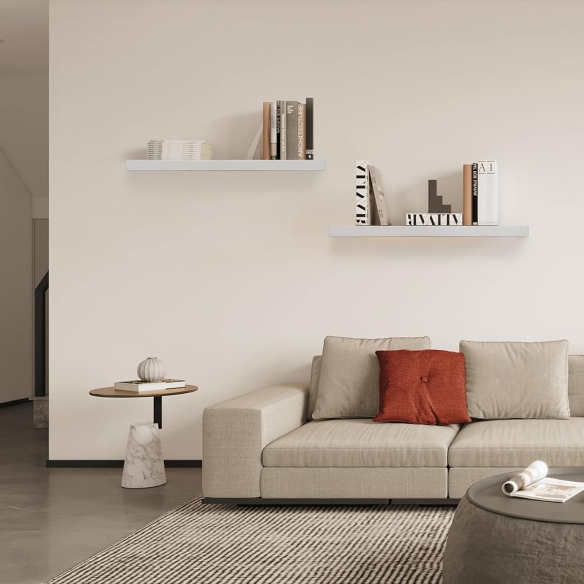 Pack 2 Repisas Flotantes Blancas Estilo Minimalista 40 cm