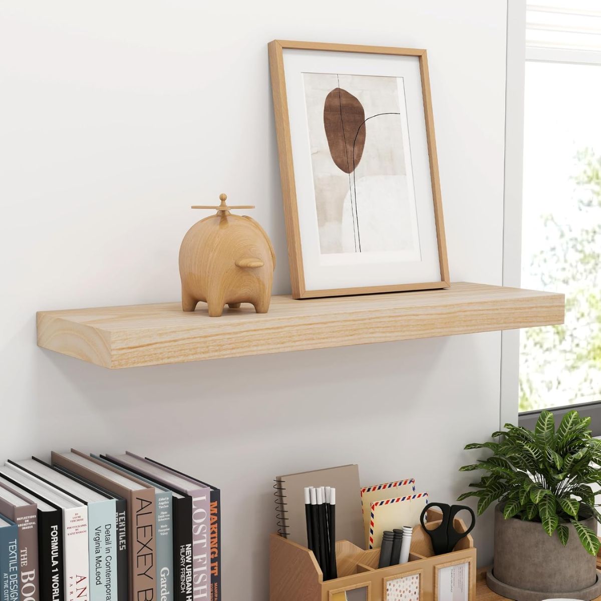 Pack 2 Repisas Flotantes de Madera Estilo Minimalista 40 cm