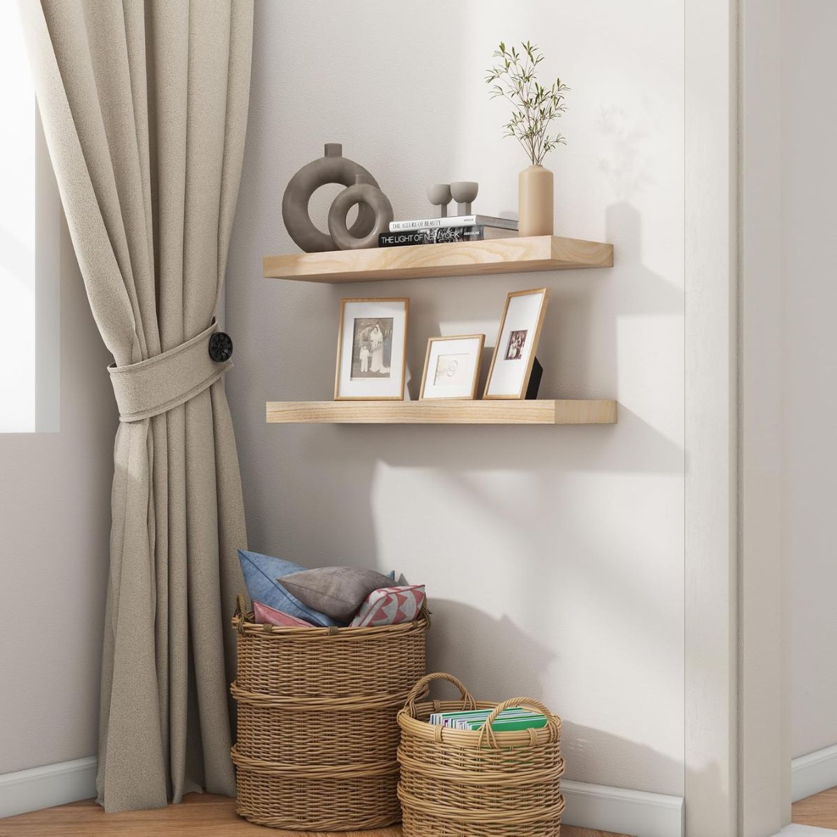 Pack 2 Repisas Flotantes de Madera Estilo Minimalista 40 cm